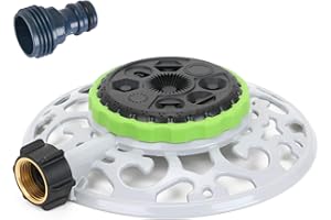 STYDDI 8-Pattern Dial Sprinkler, Multifunctional Dial Garden Sprinkler with Metal Base for Watering Small Areas and Gardens