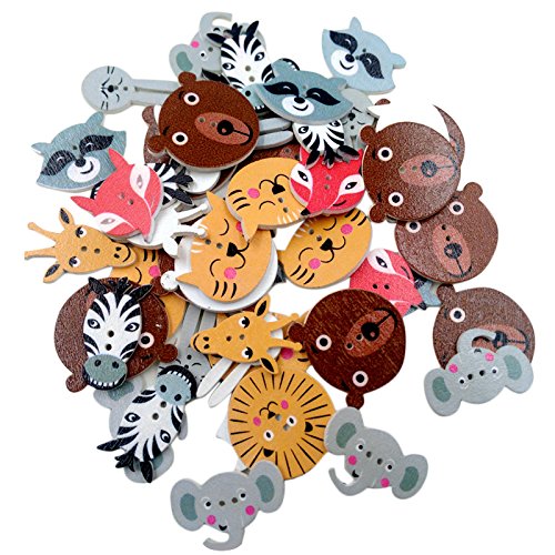 Book's Cover of 50pcs Boutons Animaux Assortis 20mm Bois pr Couture DIY Artisanat Décor Multicolore