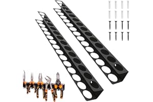 PMUEUFF 2 Pièces Support Tournevis, 40 CM Porte Outils Mural, Porte-Tournevis 14 Trous, Porte-Pinces avec Vis et Tube D'Extension, Noir
