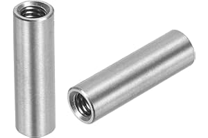 QUARKZMAN 10 Stück M4 Runde Verbindungsmuttern, 304 Edelstahl Kupplungsmutter 15mm/0,6" Länge Hülse Stange Stiftmutter für Halterung, M4x15x6mm