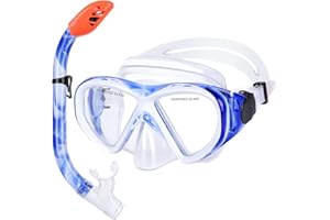 KUYOU Kids Snorkel Set Dry Top Snorkeling Gear,180°Panoramic Wide View Swimming Diving Mask for Kids Youth Boys Girls Junior Age 5-12