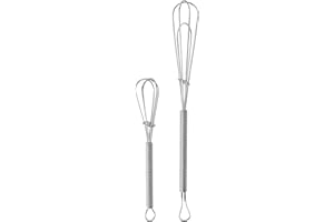 Chef Aid 2 Stainless Steel Mini Whisks, Silver, Small Hand Whisks for Mixing, Whipping & Blending, Ideal for Sauces, Gravies, Drinks, Shakes & Toppings, Durable Kitchen Utensils Set