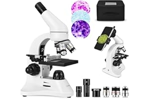 ESAKO 40-2000X Microscope for Kids Students Adults, with Mechanical Stage, Carry Bag & Slides Set Metal Body Microscope for Science Education School Laboratory