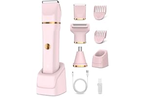 FANHEE Afeitadora Mujer, Rasuradora mujer Zona Intima 3 en 1, Recortadora Mujer zona Intima Uso en Seco y en Mojad,IPX7 Impermeable, Recargable Cortapelos nariz y oreja,Indoloro Depiladora Mujers Zona Intima