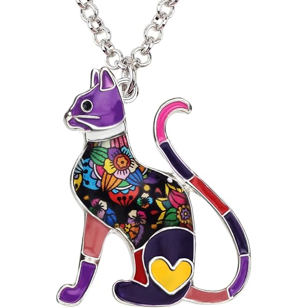 Collana in argento 925 con pietra rosa e orecchie da gatto