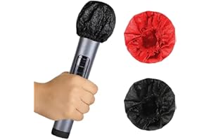 KEQAR 50 Pezzi monouso in Tessuto Non Tessuto Antibatterico Copri Microfono, palmare Cappuccio Protettivo per Karaoke Mic, Mike Parabrezza per KTV Home Bar Notizie intervista (25 Nero, 25 Rosso)