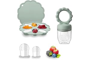 ZUFIO Fruchtsauger Baby ab 6 Monate - Zahnungshilfe Schnuller Aufbewahrungsbehälter für Babynahrung Muttermilch Eiswürfel（Grün）