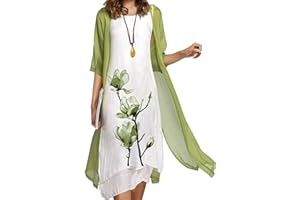 ZEIAYUAS Maxi Dress with Sheer Cardigan 2 Piece Set Women Wedding Guest Outfits Elegant Floral Print Sleeveless Chiffon Long Tank Dresses Casual Summer Beach Holiday Party Dress