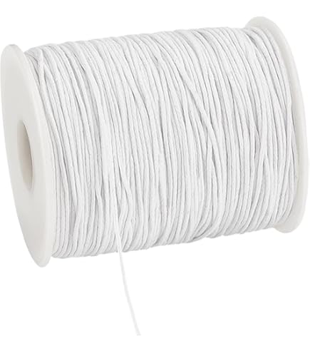 PH PandaHall 2mm Cordon Ciré 91m Fil De Coton Ciré Blanc Cordon