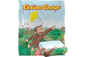 LOGOVISION Curious George Blanket, 152 x 127 cm, Kite Flying George Silky Touch Super Soft Throw Blanket, 50" x 60"