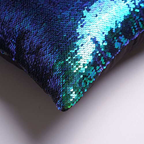 Homelava Pailletten kissen Glitzer Pailletten Kissenbezug Startseite Schlafzimmer Sofakissen Kissenabdeckung 40x40cm,Grün + Schwarz - 3