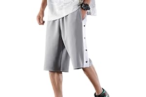 BBTRE Short de fitness décontracté pour homme avec bouton pression sur le côté, pantalon de sport, short d'entraînement de basket-ball