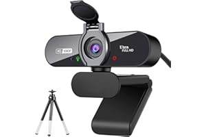 ARVIEMI Webcam, 1080P Pro HD Webcam with Stereo Microphone, 110° Wide Angle, Privacy Cover, Tripod, for Conferencing, Live Streaming, Recording, Compatible with Skype/Zoom/YouTube