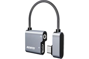 BENFEI Adapter USB C na Audio Jack z szybkim ładowaniem 60 W, żeńskie słuchawki USB-C na 3,5 mm, kompatybilne z iPhone 15 Pro Max/15 Pro/15, Samsung Galaxy S24/S23/S22/S21 Ultra, iPad Pro, Pixel 8