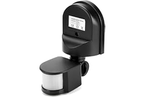 ZERODIS Adjustable Body Motion Infrared PIR Sensor, Detector Light Bulb with Switch, External Outdoor Motion Sensor with Installation Screws(Black)