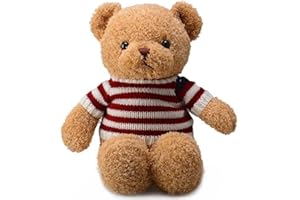 VEghee Teddy Bear Peluche 30 cm Teddy Bear Pull Artiglio stampato Peluche Giocattolo Cuddly Toys Regalo per ragazze (strisce rosse e bianche)