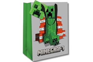 DANILO PROMOTIONS LTD Danilo Promotions Limited Minecraft Boys Gift Bag, Perfect for Birthday Boys of Any Age, Minecraft Gift Bag, Officially Licenced and Responsibly Resourced, Size 33 x 26 x 13.5 cm, Multi-Coloured