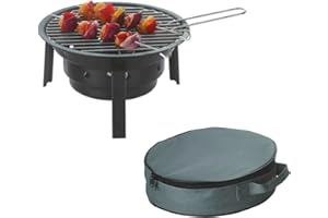 HOOZ Przenośny grill na węgiel drzewny, składany grill idealny na piknik, BBQ i szaszłyki, przenośny mini grill składany na spontaniczne przygody przy grillu (Ø 32 cm)