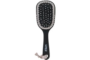PARSA Beauty LOV.U szczotka do rozczesywania na mokro i sucho (czarna) – mała szczotka do włosów z wielofunkcyjnymi nylonowymi pinami – podróżna szczotka do włosów – szczotka do włosów dla kobiet –