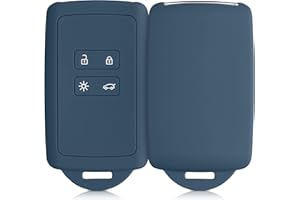 kwmobile Accessoire clé de Voiture Compatible avec Renault Smart Key 4-Bouton (Keyless Go Uniquement) - Coque en Silicone Souple avec Embout Porte-Clé - Ardoise foncée