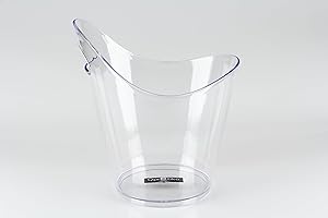 Qpractiko - Seau à Glaçons Enol | Capacité 5L | Transparent et Rond | Facile à Transporter avec Poignée Ergonomique | Idéal pour Boissons et Vins, Clair, 26 x 21 x 29 cm, Plastique