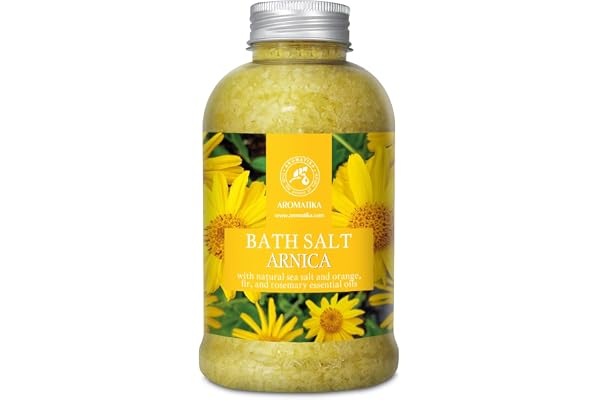 Sels de Mer Arnica 600g avec Romarin Naturel - Huiles Essentielles Orange & Sapin - Arnica au Sel de Mer - Meilleur pour Bain - Bon Sommeil - Relaxant - Soin du Corps - Beauté