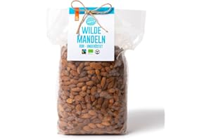 ‎PAKKA PAKKA - Bio Fairtrade Mandeln - rohe wilde Bergmandeln 1kg, Öko Mandelkerne mit brauner Haut, wildgesammelt direkt von Kleinbauern aus Samarkand in Usbekistan, vegan, Familienpackung, 1000g (1er Pack)