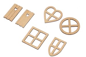 Ruimou 30 Stück Holz-Mini-Fenster- und Türdekoration, Basteln für DIY-Scrapbooking, Puppenhäuser, kreatives Basteln, Ausmalen von Kritzeleien