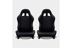 M MODAUTO MODAUTO Asiento Deportivo Coche,Semibaquet Ajustable,Sky-Cuero sintético,Adaptable para Coches,Ríeles incluidos,Conductor y Pasajero,para Coche y Simulador de Conducción,Modelo N340LR, Negro