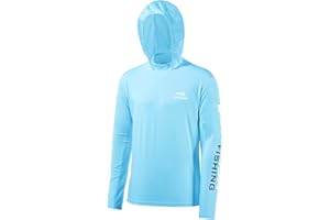 Bassdash UPF 50+ -T-Shirt da Pesca Rashguard Protezione Solare Felpa da Uomo con Cappuccio e Protezione dai Raggi UV