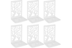 Anhow 3 Paires Serre Livre, Cale Livre en Métal Rangement Livre Bloc Livre pour Étagère Presse Livre pour la Maison, Bureau, Écoles - Blanc