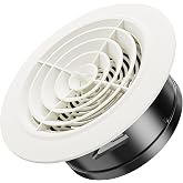 Hon&amp;Guan &oslash; 150 mm ABS Round Ventilation Grille, Bathroom Ceiling Diffuser Adjustable Ceiling Diffuser for Air Conditioning Du