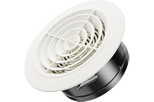 Hon&Guan 150mm Griglia di Ventilazione Rotonda in ABS, Rimovibile, con Protezione Dagli Insetti Bianco, Valvola a Disco Regolabile per Soffitto, Cucina, Tubo Cappa Cucina Garage, Aria Condizionata