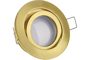 LED Einbaustrahler Set Gold mit LED GU10 Markenstrahler von LEDANDO - 5W DIMMBAR - warmweiss - 110° Abstrahlwinkel - schwenkbar - 35W Ersatz - A+ - LED Spot 5 Watt - Einbauleuchte LED rund
