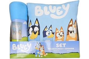 Marta da Legare Bluey - Set Plaid e Cuscino per Bambini Morbidi | Set Cuscino 35x35 cm. e Coperta 100x140 cm, Multicolore