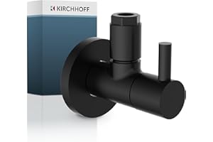 KIRCHHOFF 988166120 Noir Design Universel avec Fermeture Rapide, Robinet de réglage d'équerre pour conduites d'eau Chaude et Froide, 98166120, 50 mm x 70 mm x 140 mm