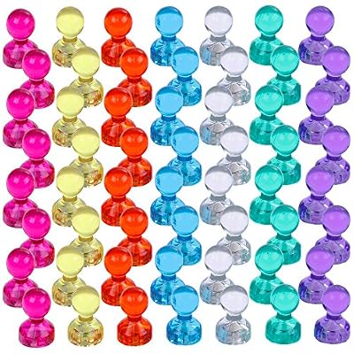 Lictin 56 Aimants Punaises Magnétiques de 7 couleurs, Aimants puissants pour le Frigo, le Tableau Blanc, Réfrigérateurs