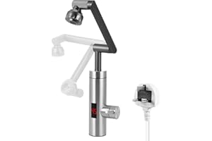 NASTOPEE Instant Hot Water Faucet, 220V 3000W Bathroom Electric Hot Water Tap with Digital Display (30-55℃), 3S Fast Heating, 4-Angle Rotatable Spout, 304 Stainless Steel Electric Tap for Kitchen Bathroom