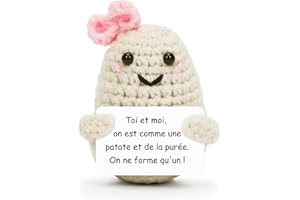 SPRINLOT Pomme de Terre Positive, Peluche en français Pomme de Terre, Beige Poupées Pomme Terre avec Carte Positive, Motivantes Tricotée Cadeaux pour Homme Femme Enfant Couple Collegue Saint-Valentin Noël 24