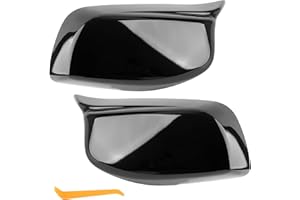 LIANGREN Spiegelkappen, Auto Rückspiegel Kappe Glänzend Schwarz 51167078359 51167078360 Kompatibel mit BMW 5er E60 E61 6er E63 E64 2003-2007 (1 Paar)