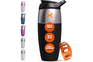 Promixx PURSUIT bottiglia shaker per proteine, in acciaio inox, a parete singola, per frullati super lisci, 950 ml, Nero