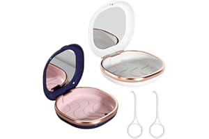 EOAMGO 2 Pack Retainer Case with Mirror, Retainer Case with Removal Tools for Invisalign Aligners, Portable Denture Box Mouth Guards Travel Cases, Braces Orthodontic Box for Night Guards