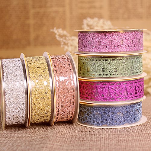 Goodlucky365 7 Rollen Washi Tape Spitze Selbstklebend Multicolor Glitter spitze selbstklebend DIY Scrapbooking Dekorieren Aufkleber - 4