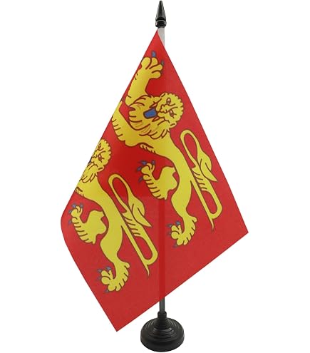 AZ FLAG - Drapeau De Table Royaume De France Anges Sacré Cœur 21x14 Cm - Petit Drapeau Royaliste Français De Bureau 100% Polyester Avec Hampe De 25cm Et Socle En Plastique Noir