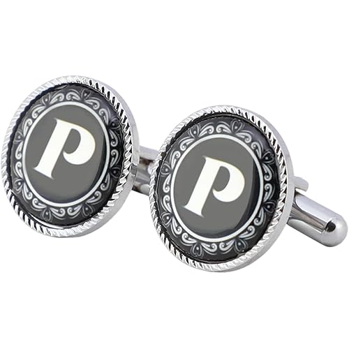 Ollera Premium Collection Name Initial Alphabet Letters Cufflinks Gift Set for Men in Wooden Box