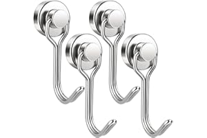 GGTTNRT Magnetic Hooks, 31Lb Magnet Hooks, Strong Magnetic Hooks for Fridge, Magnet Hooks for Hanging, Camping, Kitchen (Silver, 4PCS)