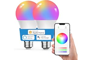 VOCOlinc Ampoule Connectée E27, Compatible avec Apple HomeKit, Alexa et Google Home, Contrôle Vocal, Accès à Distance, Ampoule LED Multicolore à Intensité Variable, 2200K-7000K, 8.8 W (2 PCS)