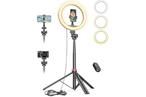 ACRHKOOR 10,2" Dimmbares Ringlicht mit 75 Zoll hohem Aluminium-Stativ, Flimmerfreies LED-Make-up-Licht/Cold-Shoe-Schnellmontagehalterung, Ringlicht für Handy, TikTok/Live-Stream, Videoaufnahmen