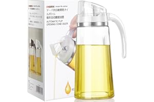 Marbrasse Bouteille de Distributeur d'Huile d'Olive à Retournement Automatique, Récipient à Condiments éTanche de 17 Oz avec Bouchon et Bouchon Automatiques, Poignée AntidéRapante (Blanc)