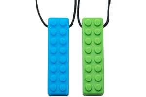 Tilcare Chew Chew Collier à Macher - Meilleurs collier à macher pour les enfants autistes – colliers à mâcher en silicone durables et solides - Pendentif à mâcher pour garçons et filles Blue/Green